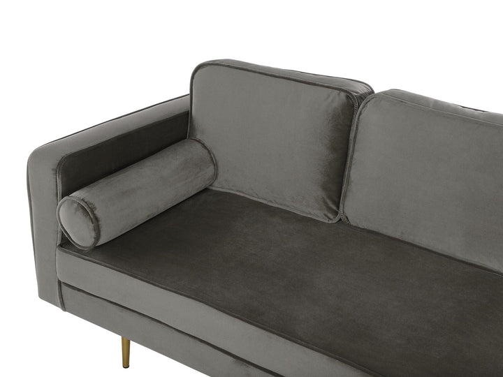 Miramas Left Hand Velvet Chaise Lounge Grey