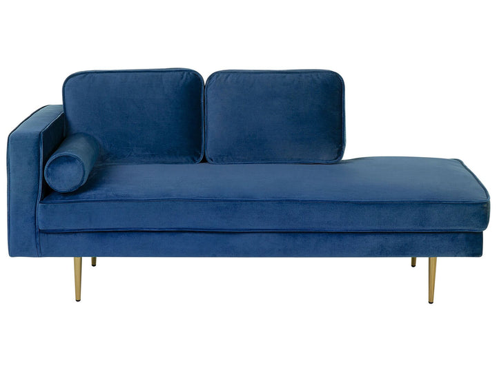 Miramas Left Hand Velvet Chaise Lounge Navy Blue