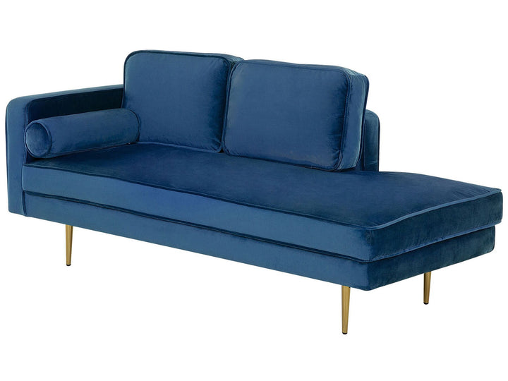 Miramas Left Hand Velvet Chaise Lounge Navy Blue