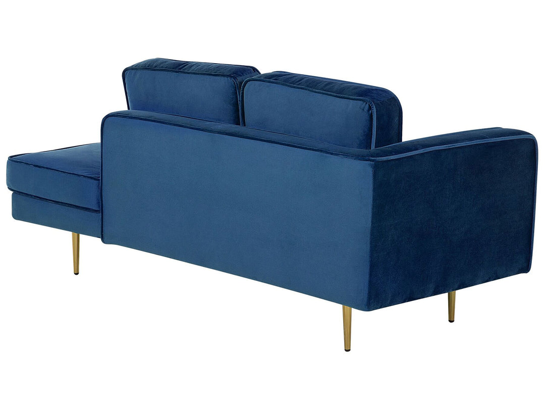 Miramas Left Hand Velvet Chaise Lounge Navy Blue