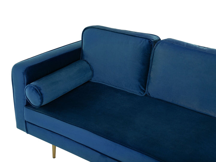 Miramas Left Hand Velvet Chaise Lounge Navy Blue