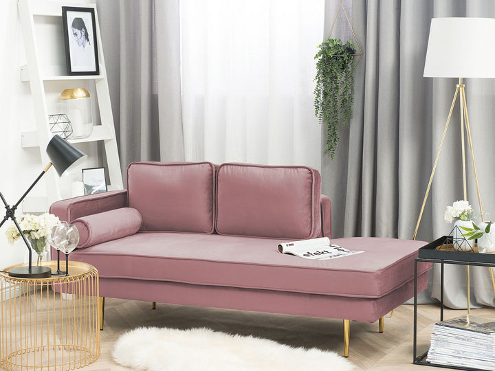 Miramas Left Hand Velvet Chaise Lounge Pink