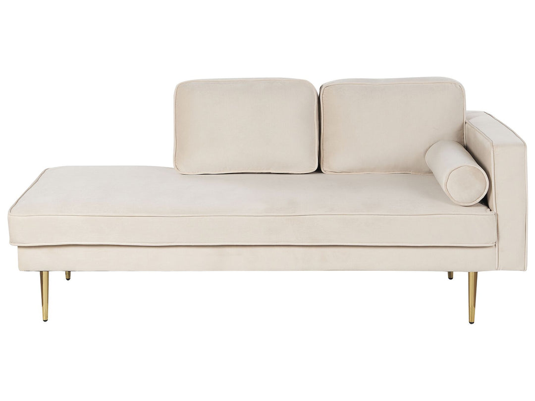 Miramas Right Hand Velvet Chaise Lounge Beige