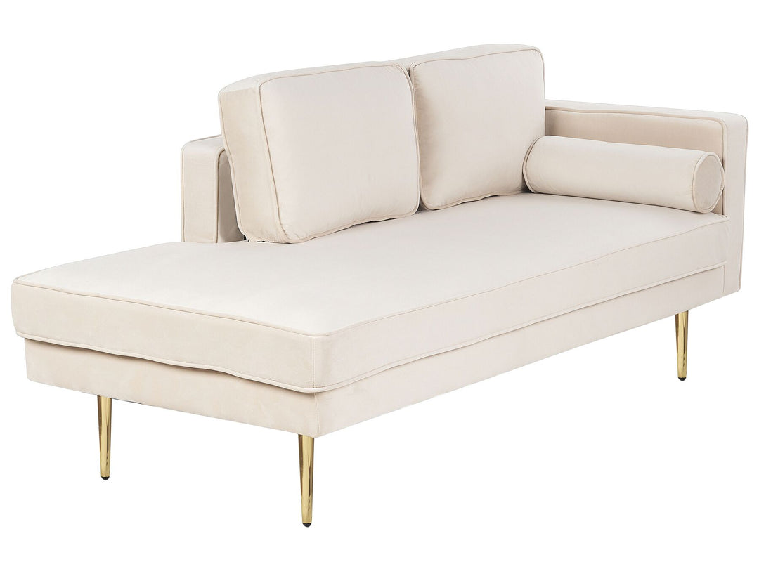 Miramas Right Hand Velvet Chaise Lounge Beige