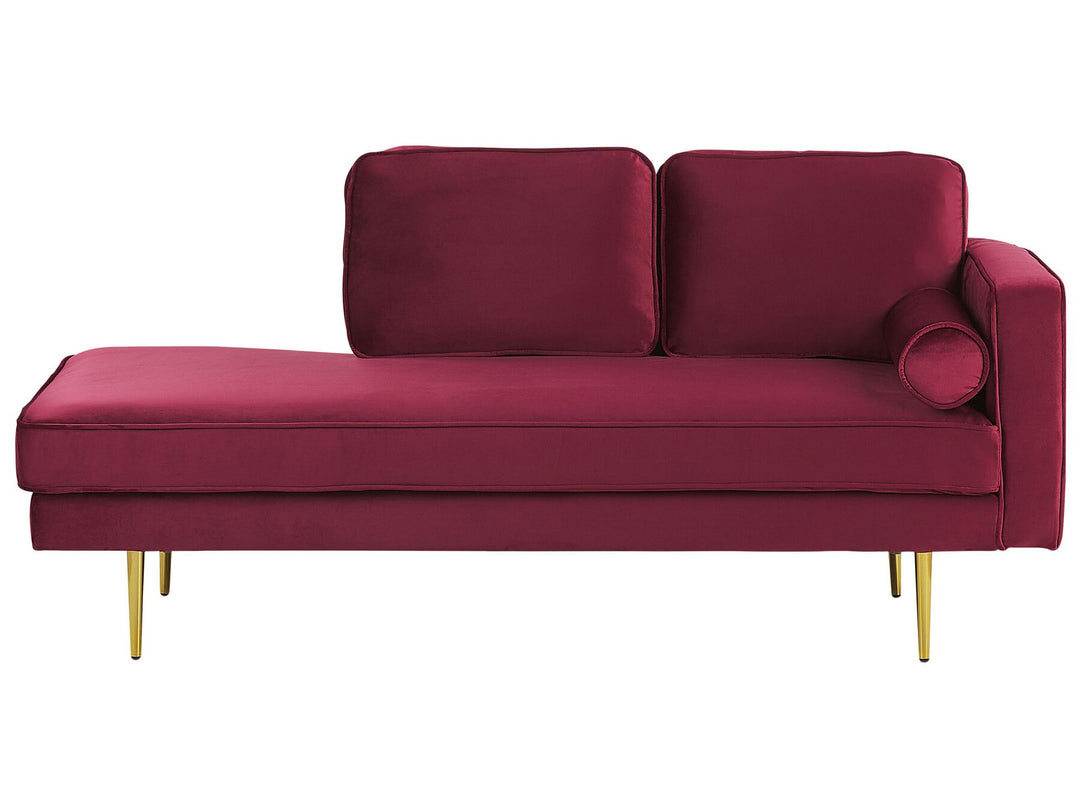 Miramas Right Hand Velvet Chaise Lounge Dark Red