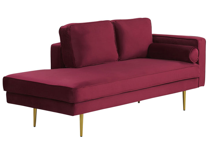 Miramas Right Hand Velvet Chaise Lounge Dark Red