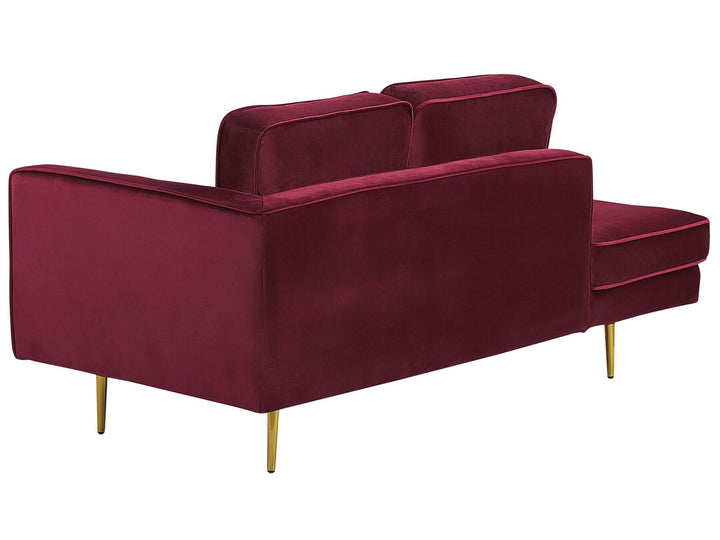 Miramas Right Hand Velvet Chaise Lounge Dark Red