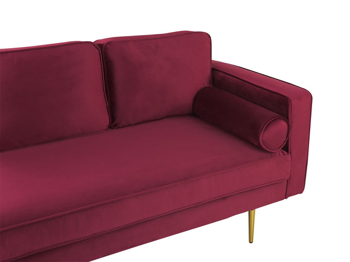 Miramas Right Hand Velvet Chaise Lounge Dark Red