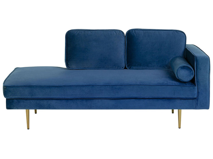 Miramas Right Hand Velvet Chaise Lounge Navy Blue