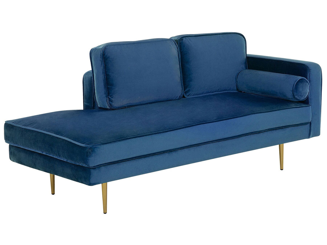 Miramas Right Hand Velvet Chaise Lounge Navy Blue