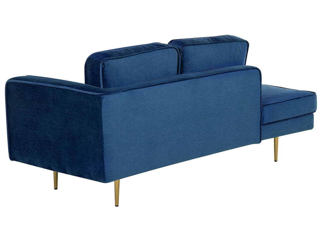 Miramas Right Hand Velvet Chaise Lounge Navy Blue