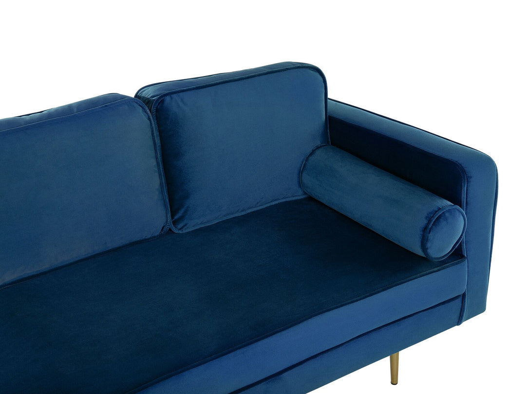 Miramas Right Hand Velvet Chaise Lounge Navy Blue