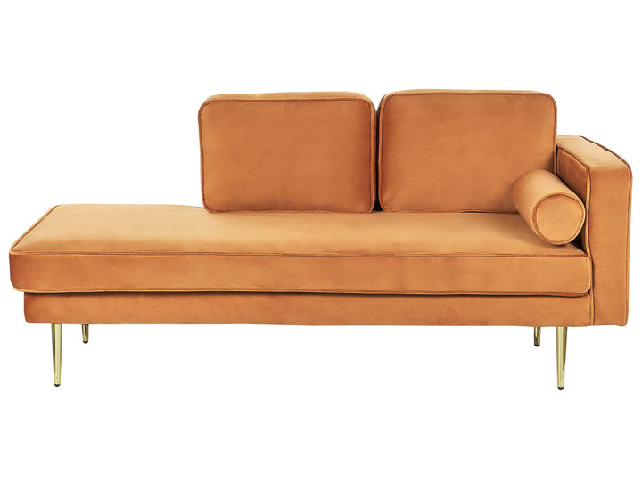 Miramas Right Hand Velvet Chaise Lounge Orange