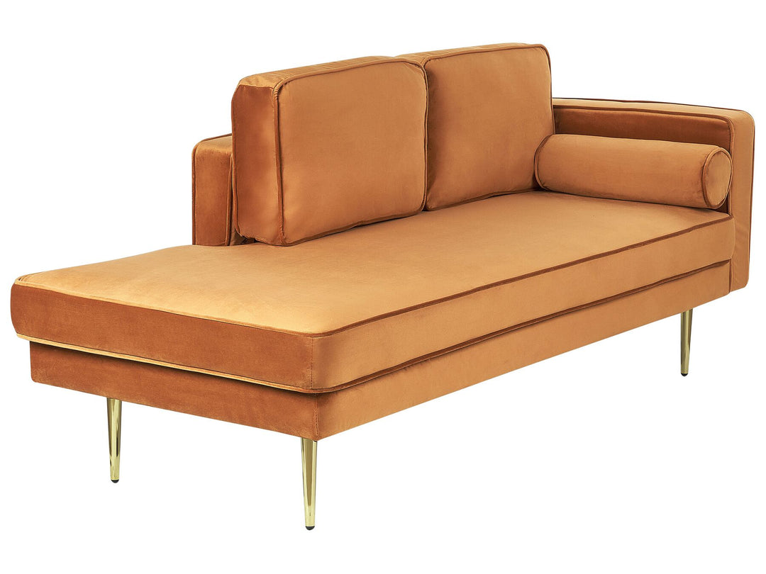 Miramas Right Hand Velvet Chaise Lounge Orange