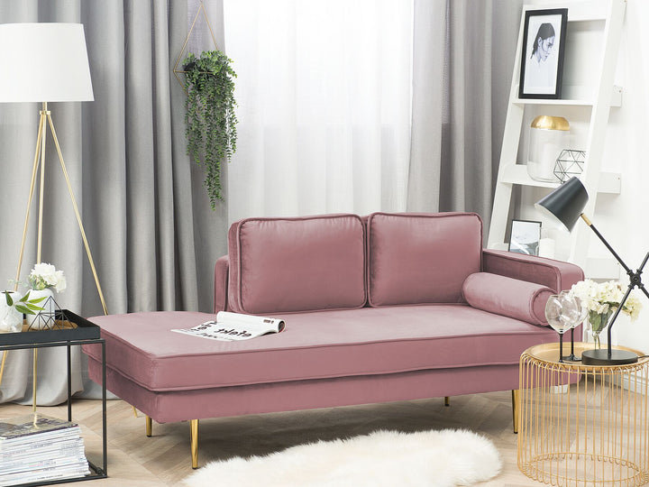 Miramas Right Hand Velvet Chaise Lounge Pink