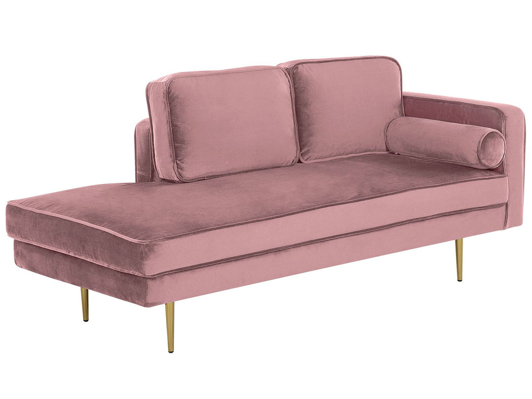 Miramas Right Hand Velvet Chaise Lounge Pink