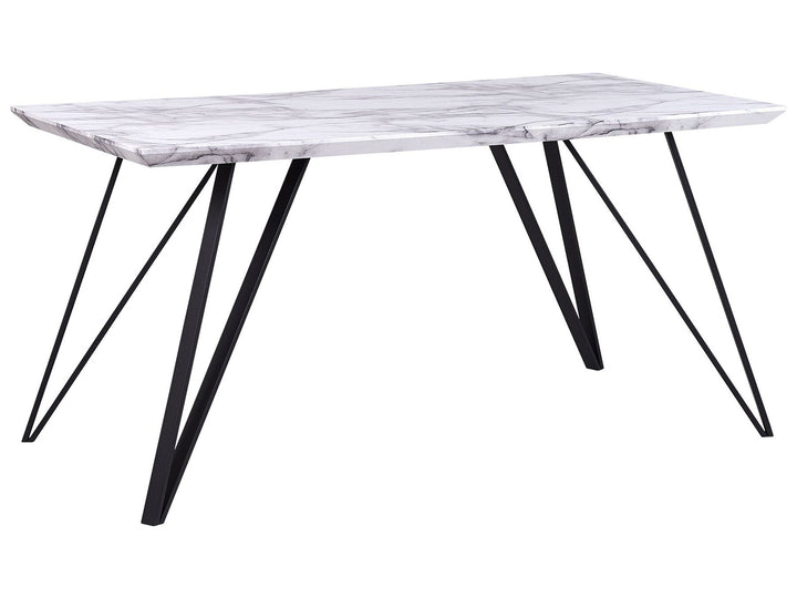 Molden Dining Table 150 x 80 cm Marble Effect White with Black