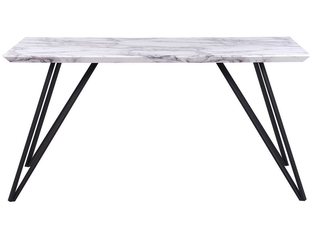 Patrecia Dining Table 150 x 80 cm Marble Effect White with Black