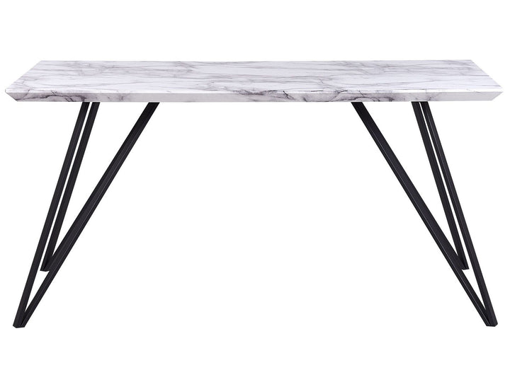 Patrecia Dining Table 150 x 80 cm Marble Effect White with Black