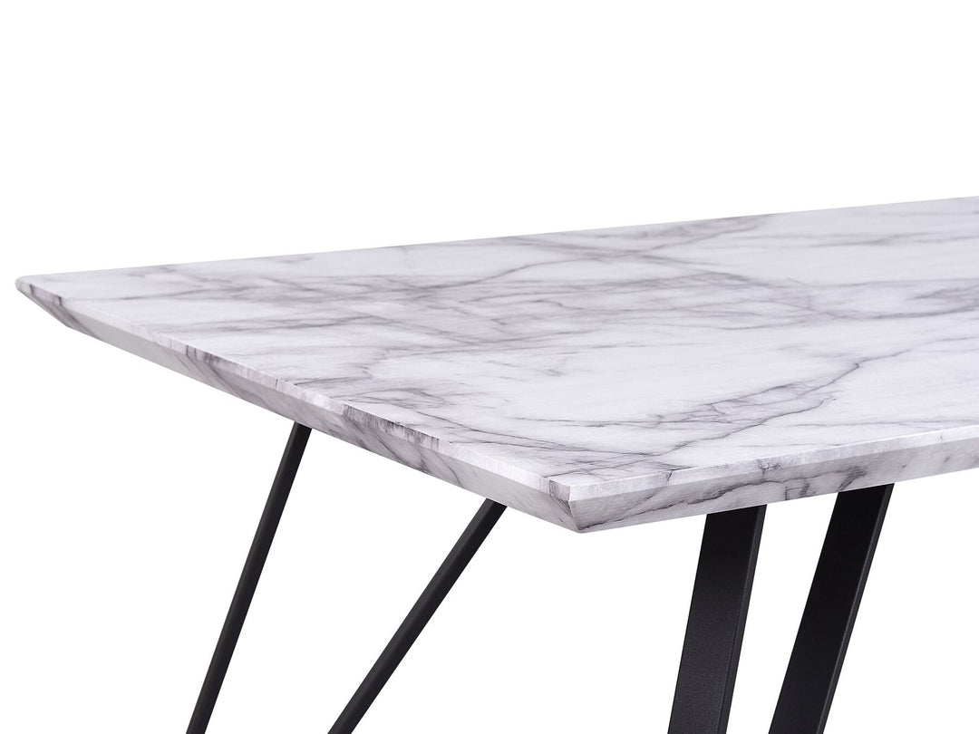 Patrecia Dining Table 150 x 80 cm Marble Effect White with Black