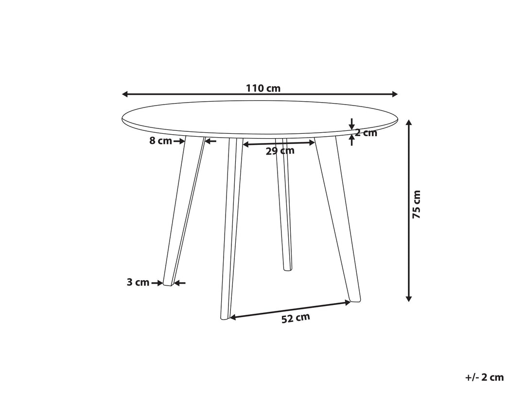 Adrey Round Dining Table ⌀ 110 cm Marble Effect with Black