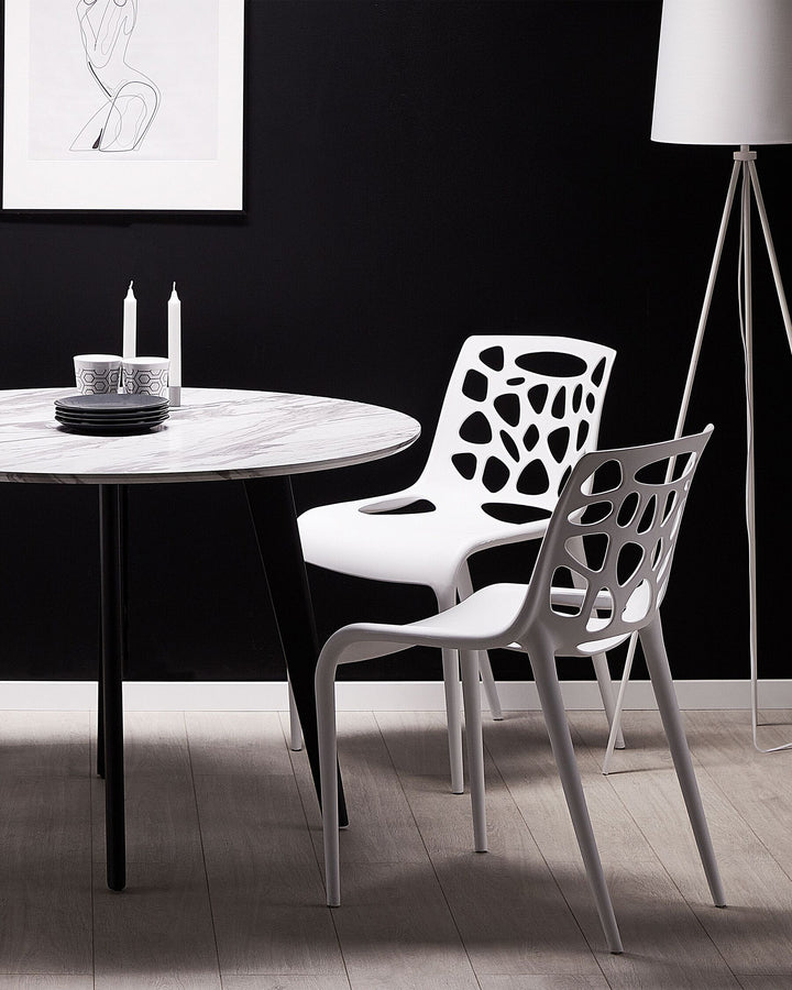 Adrey Round Dining Table ⌀ 110 cm Marble Effect with Black