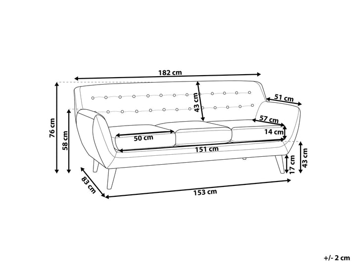 Motala 3 Seater Fabric Sofa Grey