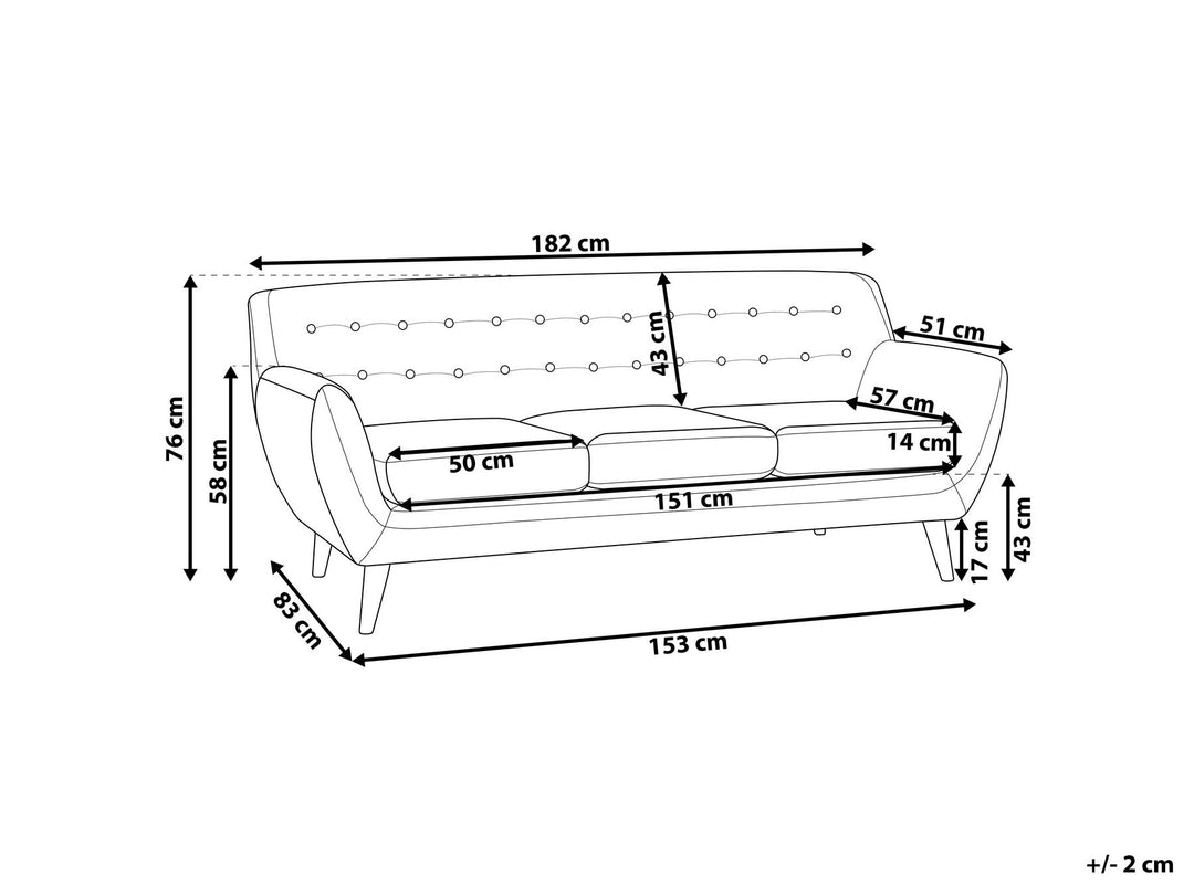 Motala 3 Seater Fabric Sofa Light Beige