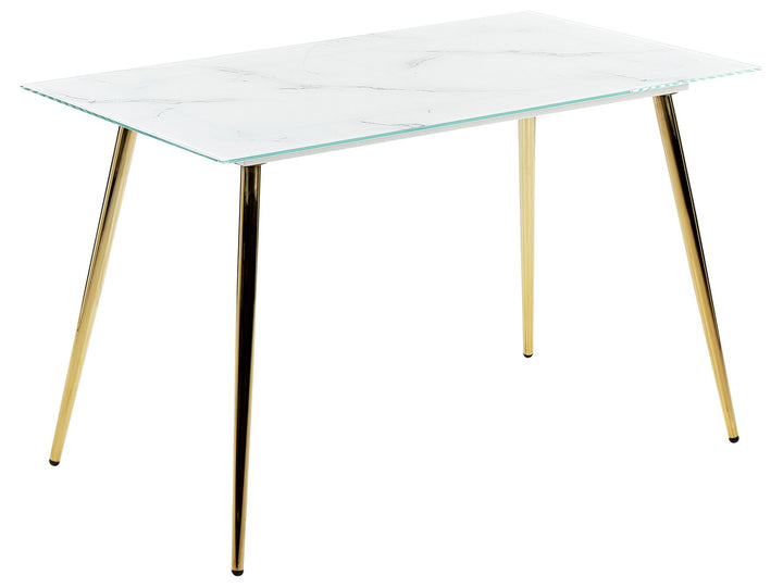 Mulga Glass Top Dining Table 120 x 70 cm Marble Effect and Gold