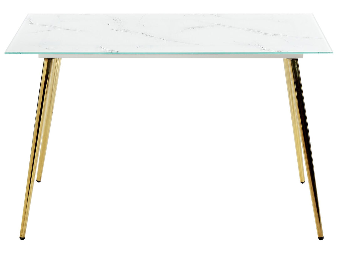 Trent Glass Top Dining Table 120 x 70 cm Marble Effect and Gold