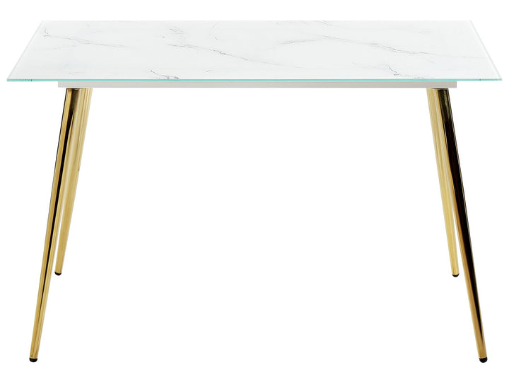 Trent Glass Top Dining Table 120 x 70 cm Marble Effect and Gold