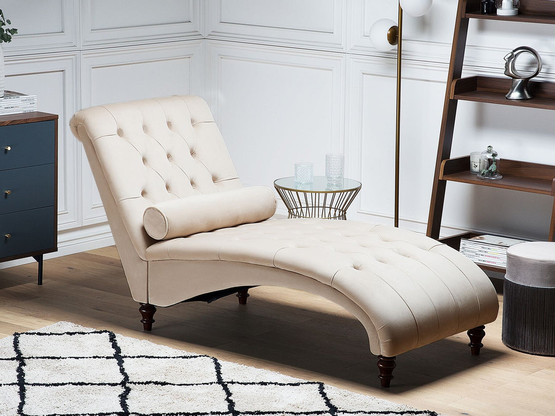 Muret Velvet Chaise Lounge Beige