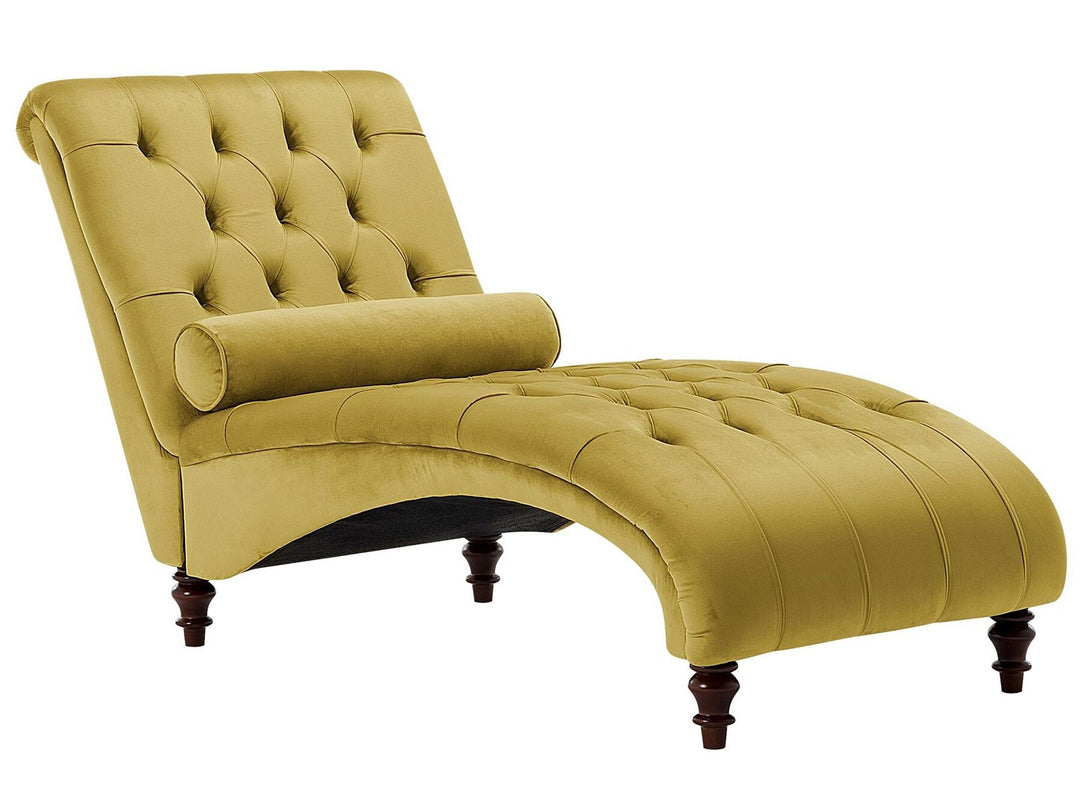 Muret Velvet Chaise Lounge Mustard