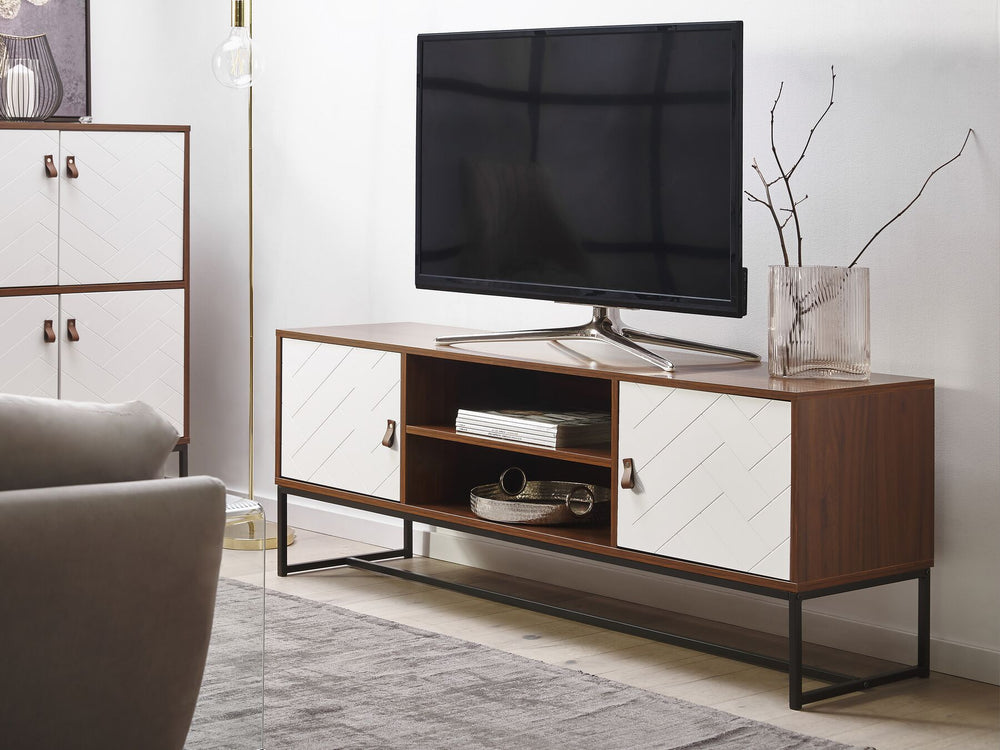 TV Stand Dark Brown/ White NUEVA