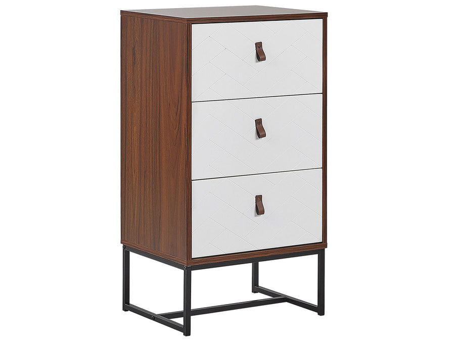 3 Drawer Chest Dark Wood with White NUEVA