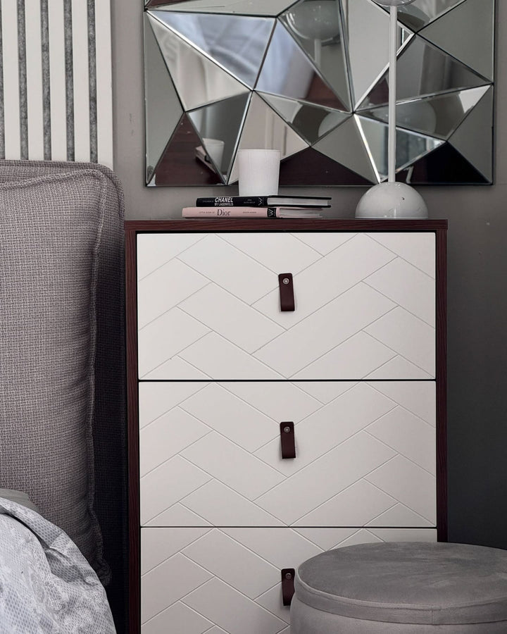 3 Drawer Chest Dark Wood with White Darsy