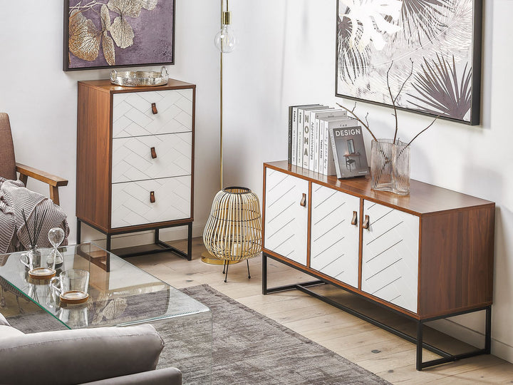 3 Drawer Chest Dark Wood with White Darsy