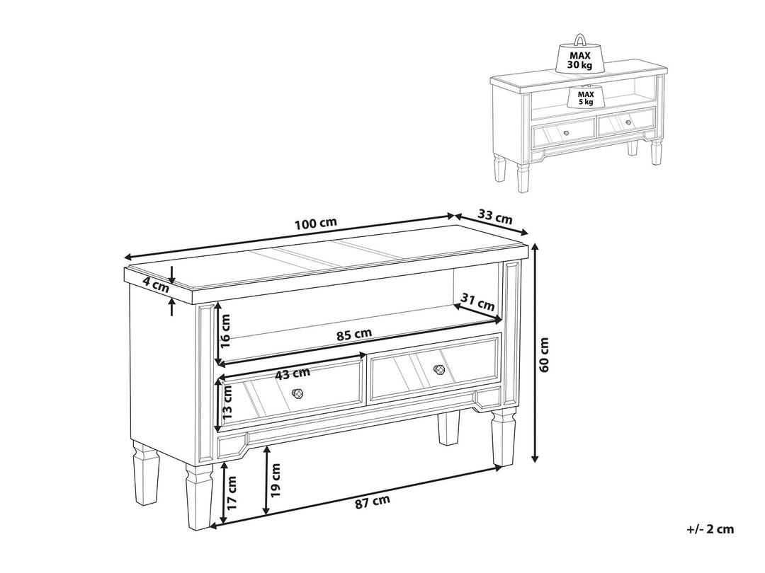 TV Stand Mirrored Silver Kyler