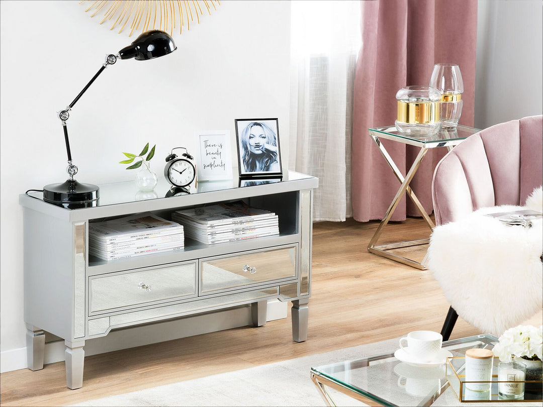 TV Stand Mirrored Silver Kyler