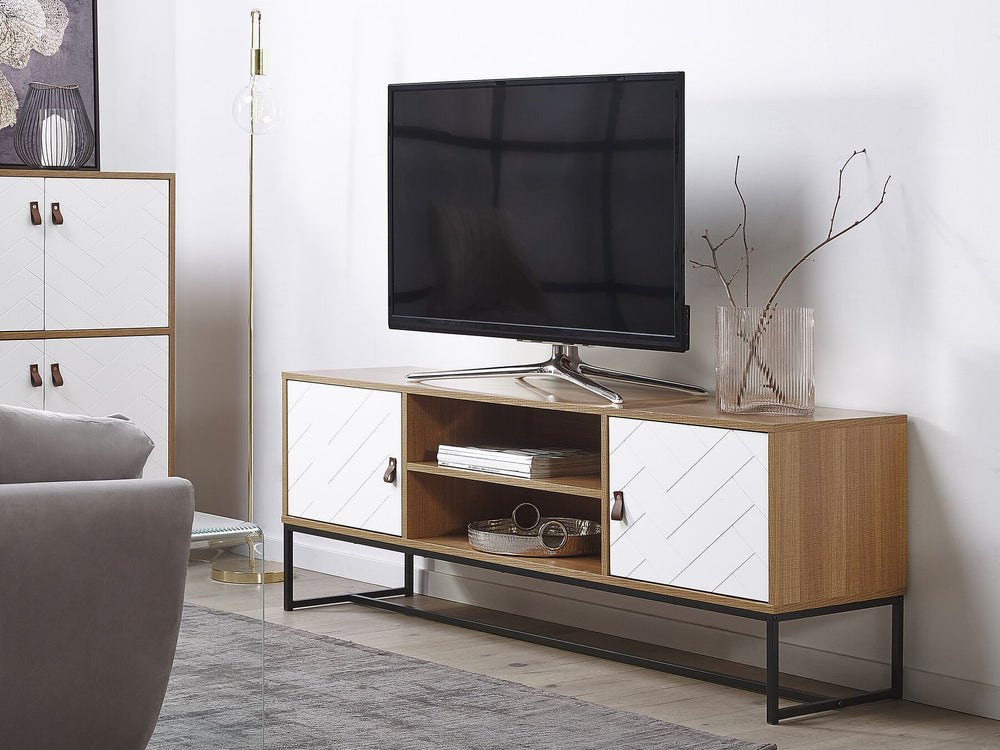 TV Stand Light Brown/ White NUEVA