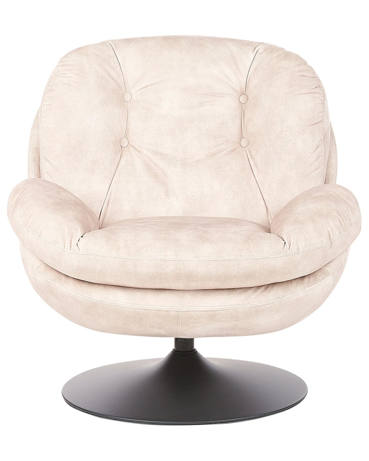 Swivel Armchair Velvet Light Beige Katha