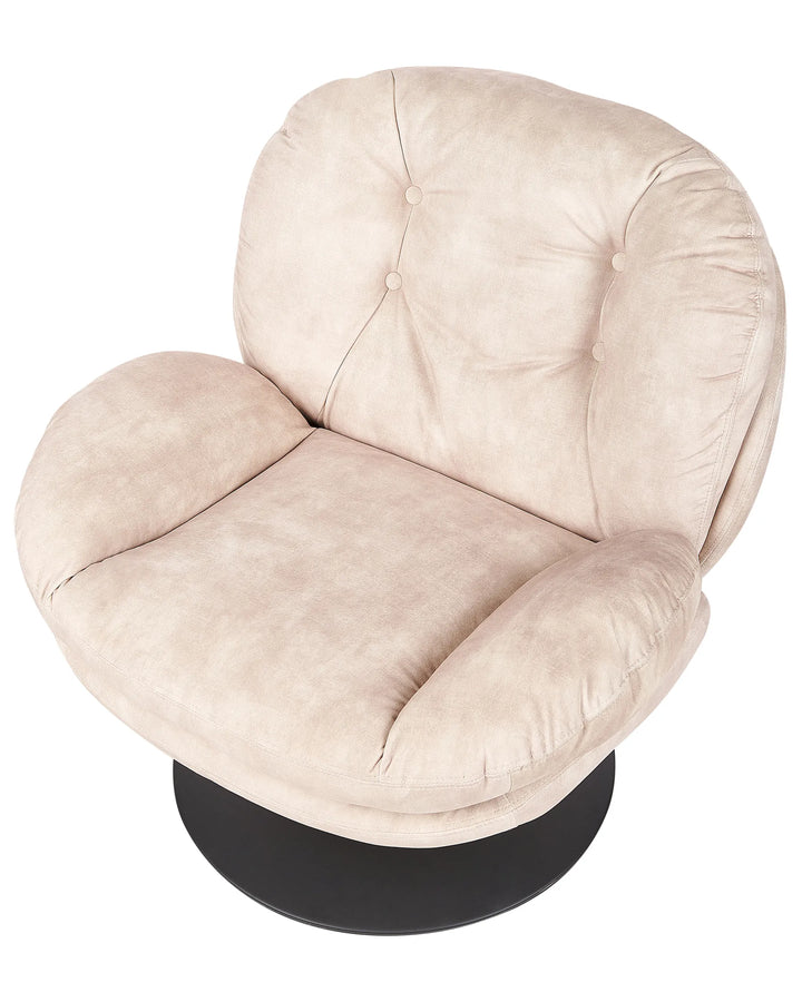 Swivel Armchair Velvet Light Beige Katha