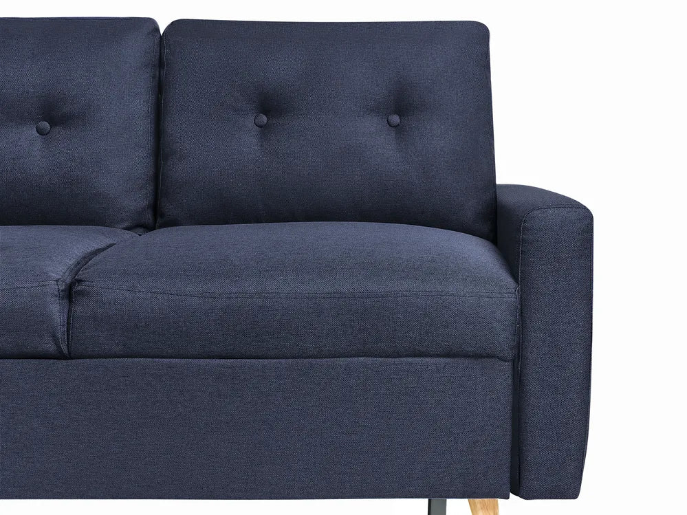 Corner Sofa Bed 4 Seater Fabric Navy Blue with Storage Right Hand Skiatook