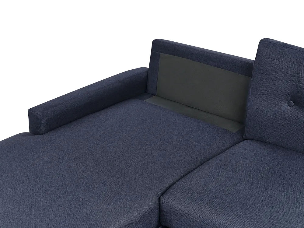 Corner Sofa Bed 4 Seater Fabric Navy Blue with Storage Right Hand Skiatook