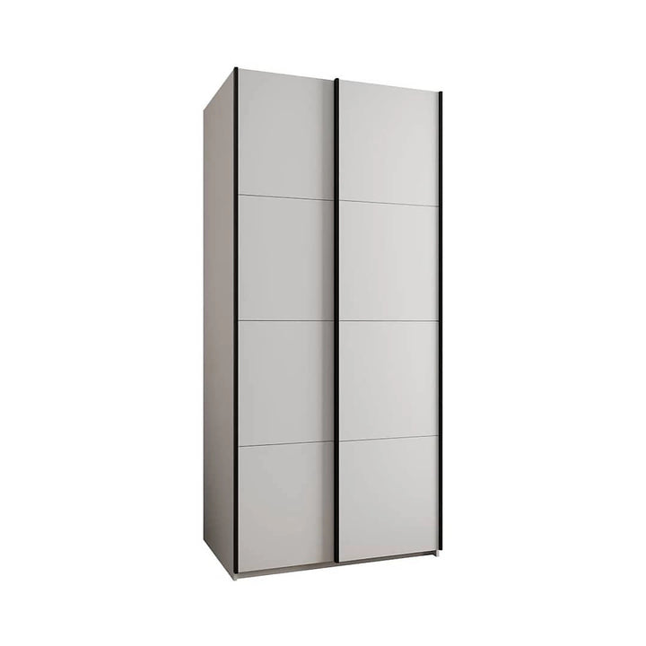 Trosa I Stylish White Sliding Door Wardrobe with Black Steel Handles