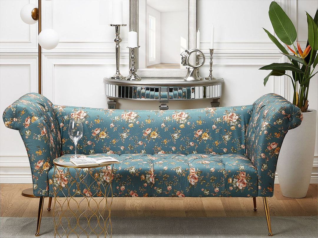 Nantilly Chaise Lounge Floral Pattern Blue