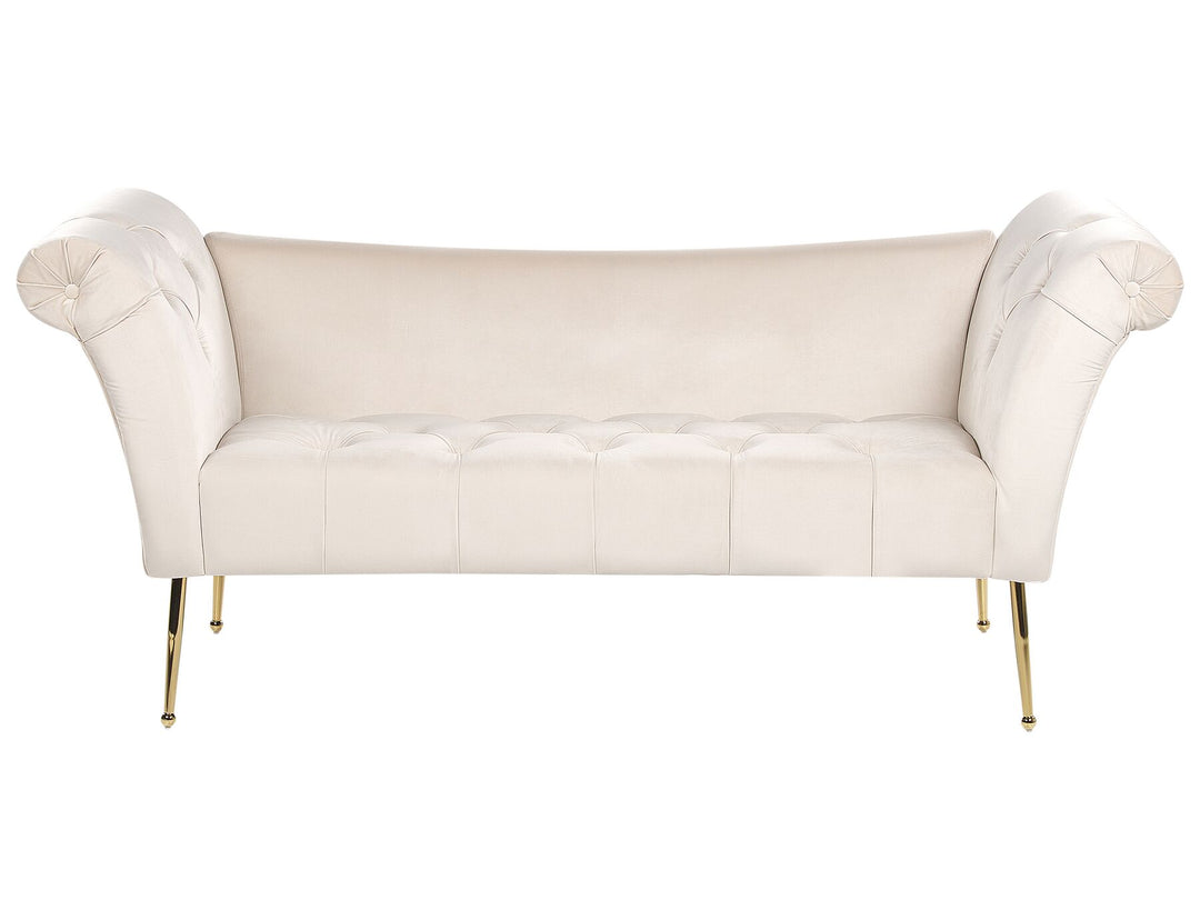 Nantilly Velvet Chaise Lounge Cream Beige