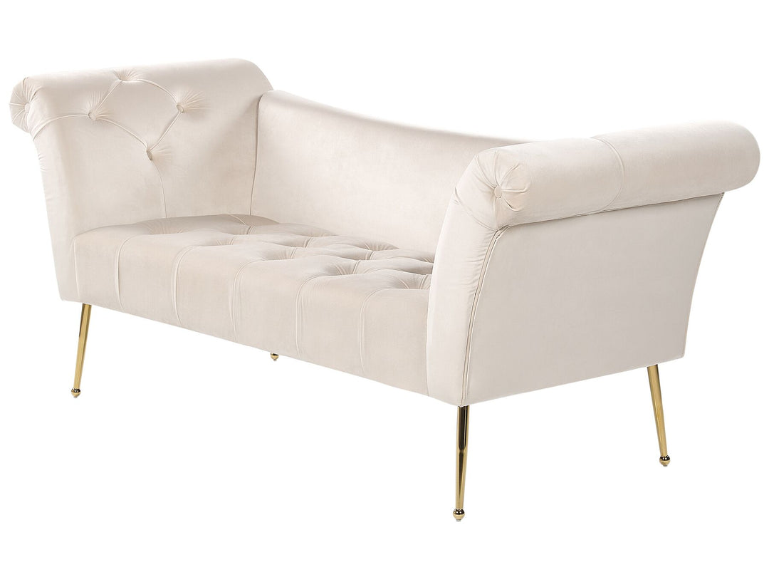 Nantilly Velvet Chaise Lounge Cream Beige