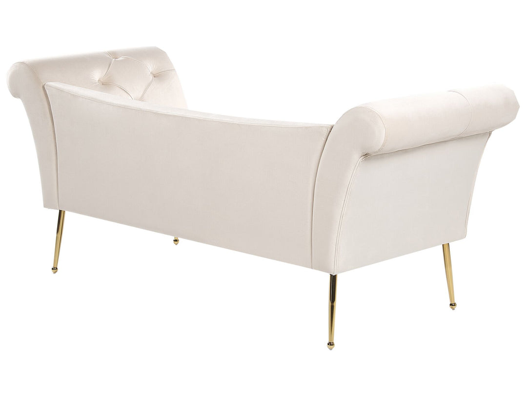 Nantilly Velvet Chaise Lounge Cream Beige