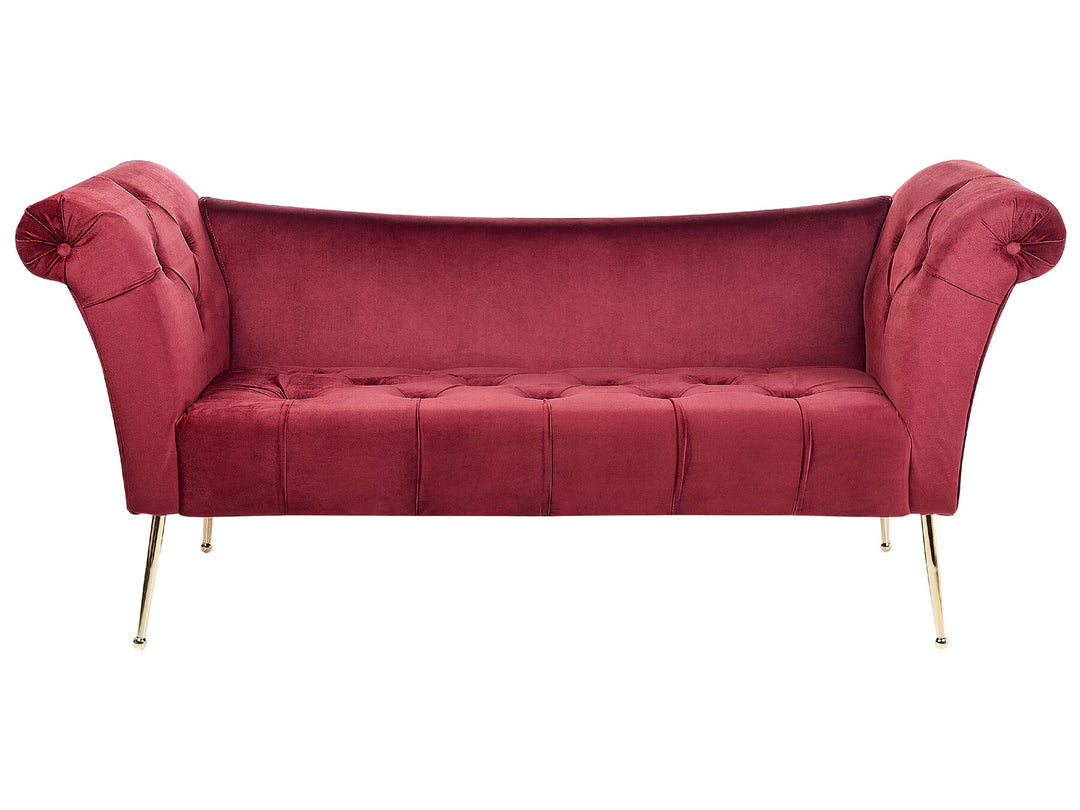 Nantilly Velvet Chaise Lounge Dark Red